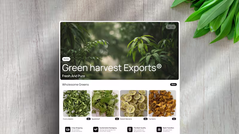 Cover image for Green Harvest Exports E-Commerce Site
