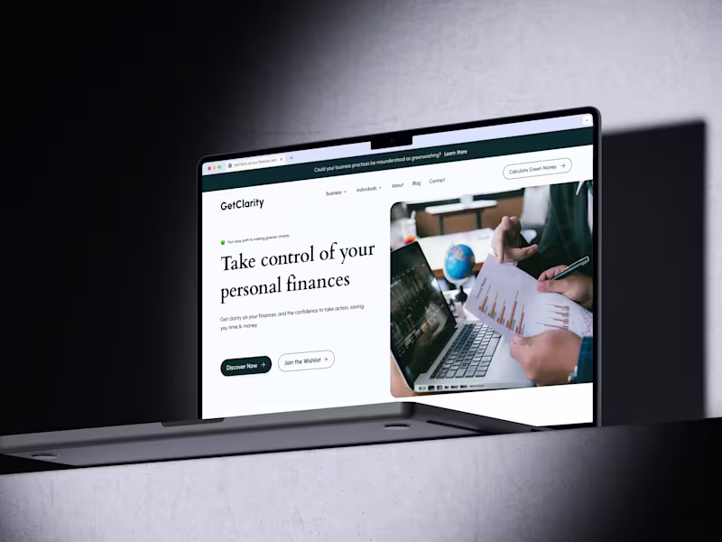 Cover image for GetClarity - Finance Landing Page