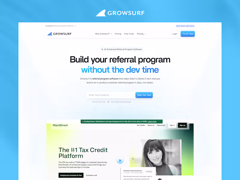 Cover image for GrowSurf Website Redesign Project