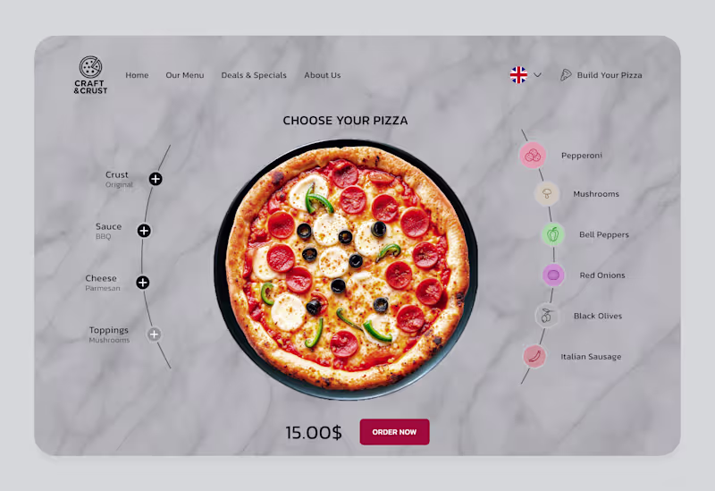 Cover image for Pizza builder interface mockup 🎨🍕
A