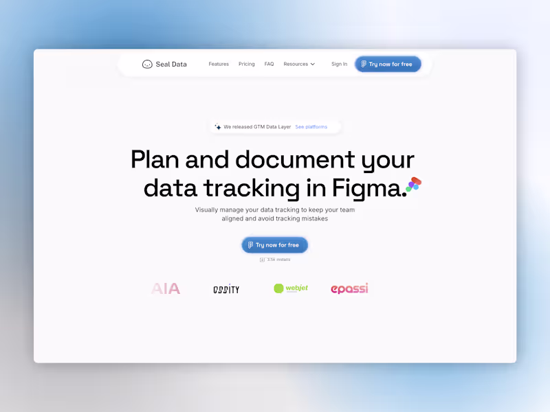 Cover image for Seal Tracking Plan for Figma — Landing Page Design for a Data A…