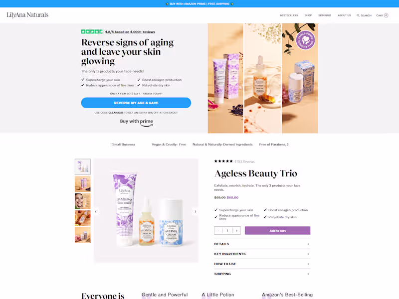 Cover image for Landing Page Design for LilyAna Naturals Skincare