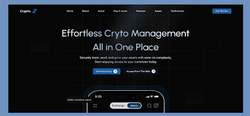 Cover image for Cryptic – A Creative Landing Page for a UI/UX Designer