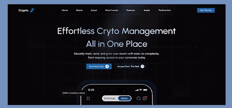 Cover image for Cryptic – A Creative Landing Page for a UI/UX Designer