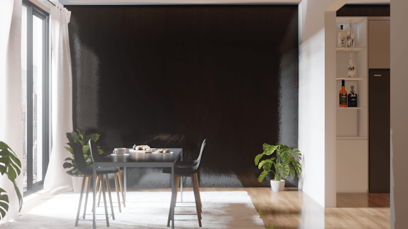 Cover image for Bright Modern Dining Area with Dark Accents