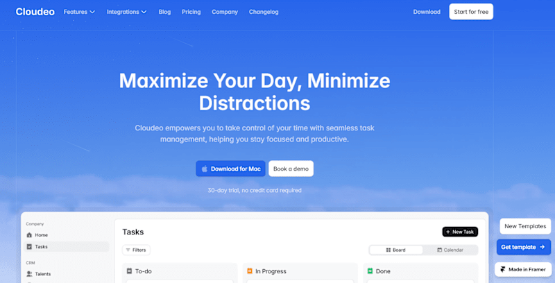 Cover image for Cloudeo - Framer Web design & Development 