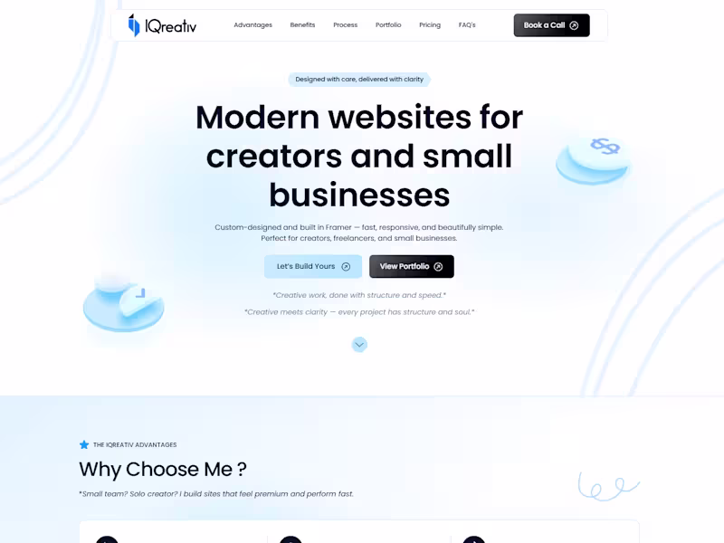 Cover image for Custom-built Framer websites — fast, clean, effective.