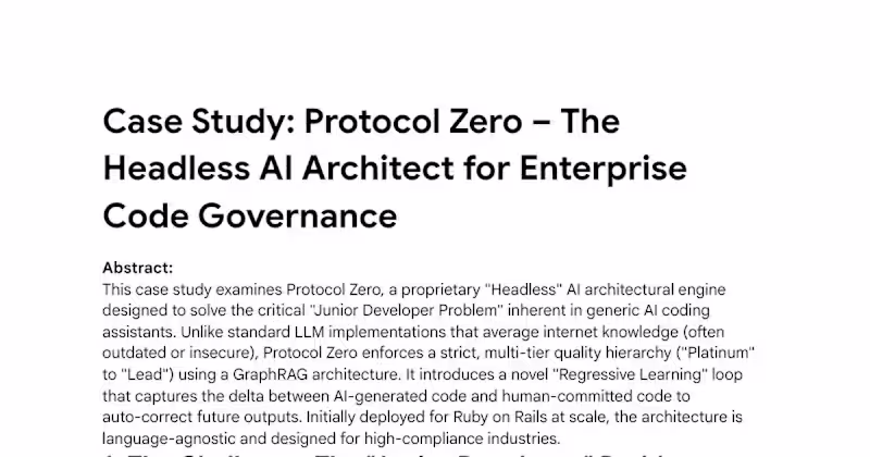 Cover image for Protocol Zero: AI Architectural Engine Development