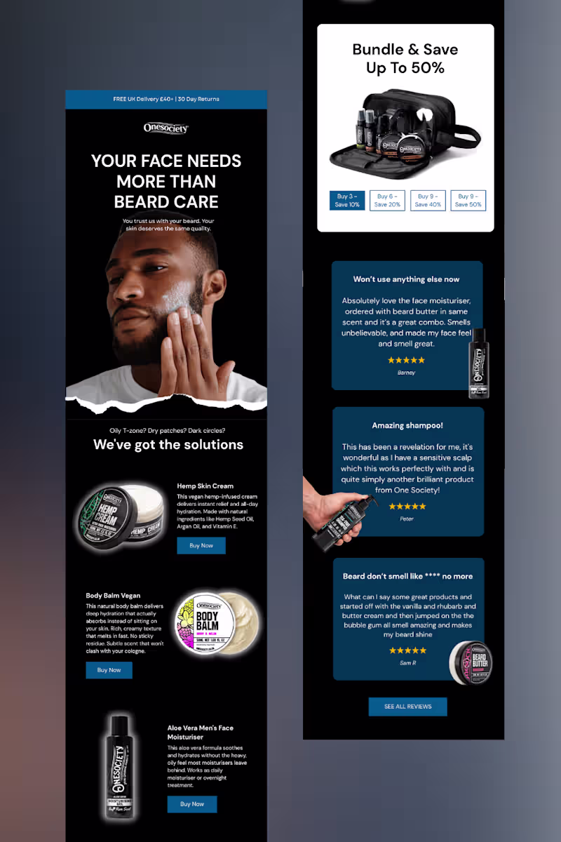 Cover image for Email designs done for a UK Men's Grooming Brand 🇬🇧 #email...