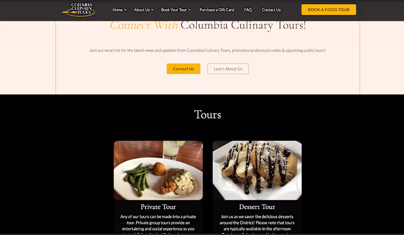 Cover image for Webdesign and Webflow Development for Columbia Culinary Tours