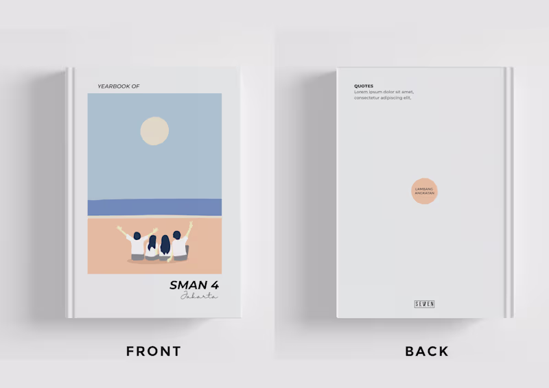 Cover image for Year book cover design and illustration for EO Seven