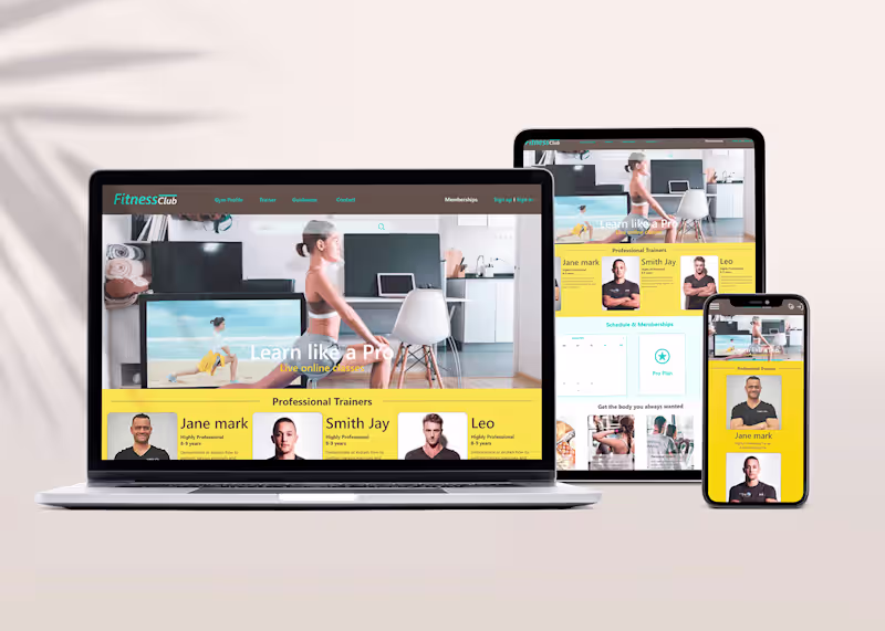 Cover image for Respose Web and Mobile Gym site on Behance