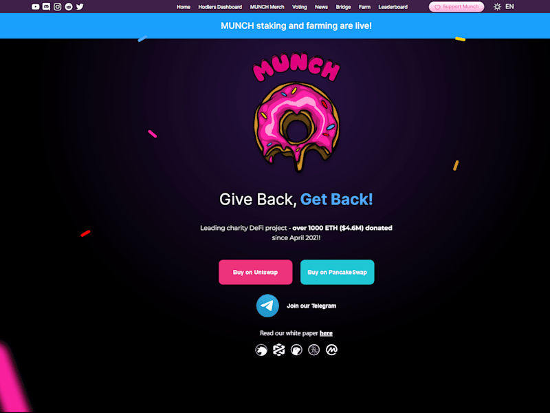 Cover image for MUNCH Project - Leading charity DeFi project