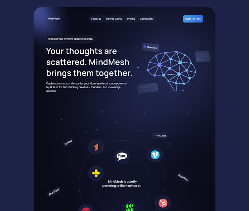 Cover image for MindMesh Landing Page Design