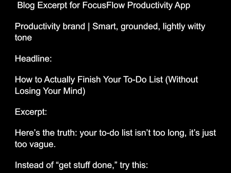 Cover image for Blog Excerpt For FocusFlow Productivity App