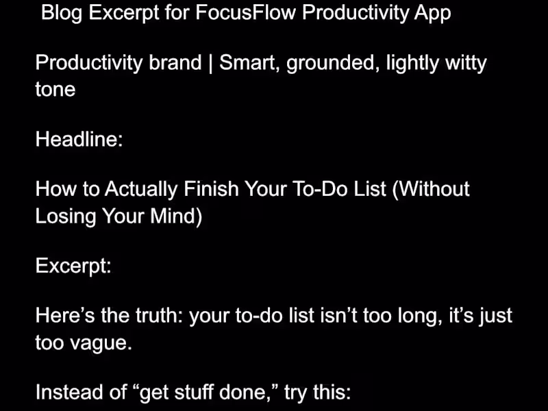 Cover image for Blog Excerpt For FocusFlow Productivity App