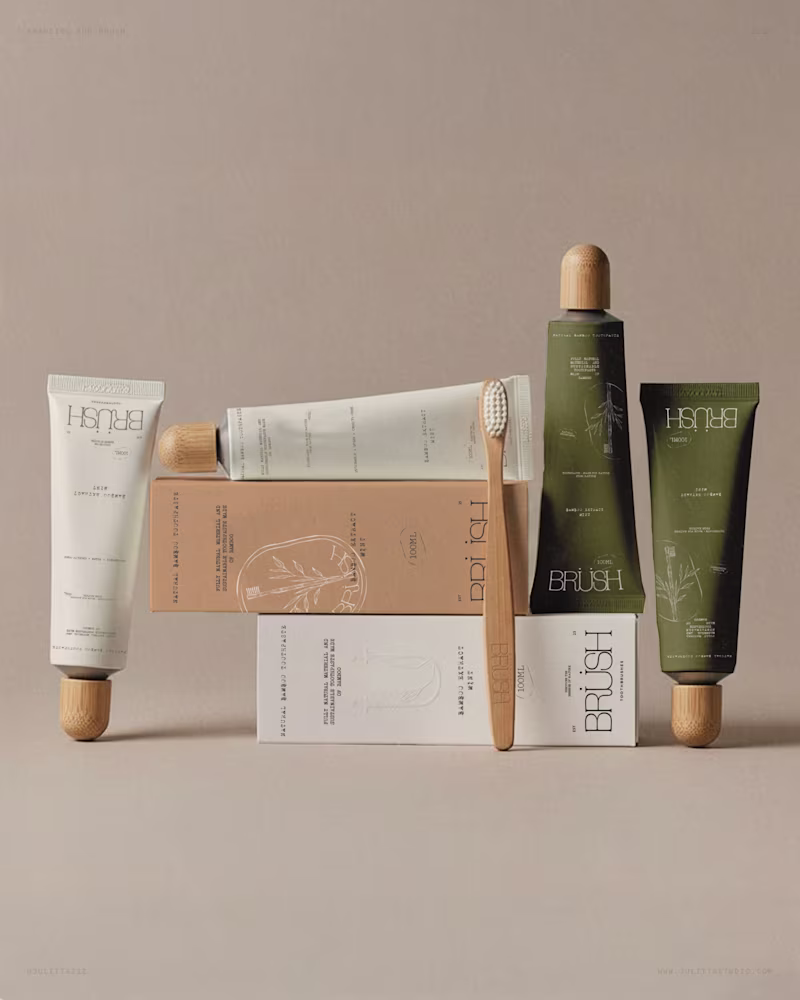 Cover image for Branding and packaging design for BRUSH a sustainable bamboo...