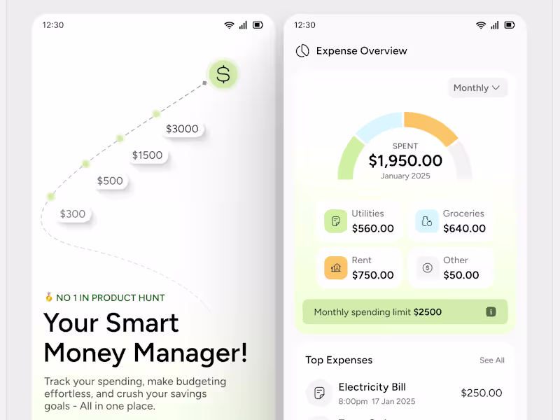 Cover image for Expense Tracker App UI Design (Fintech)