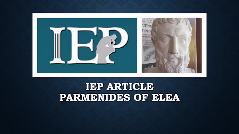 Cover image for Parmenides -Internet Encyclopedia Article (IEP)