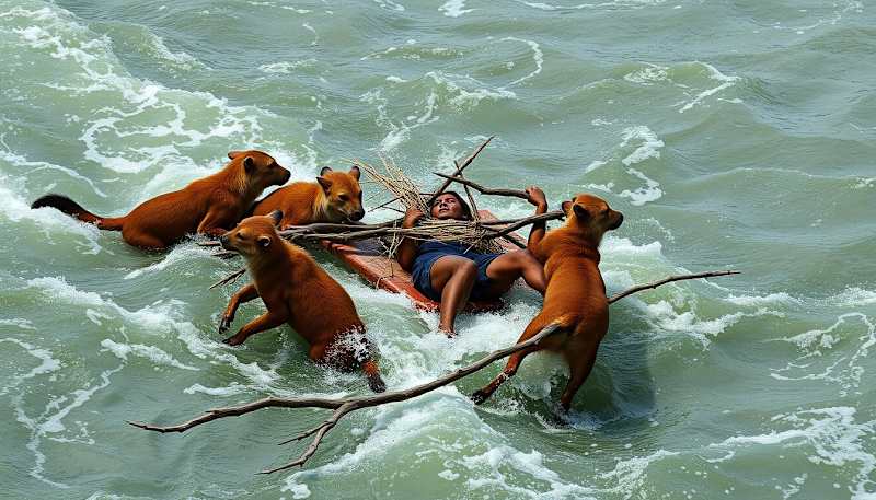Cover image for Wild Animals Saving Human Lives: 10 Unlikely Rescues