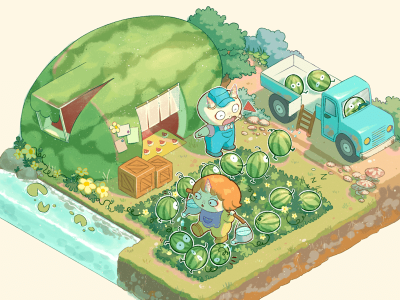 Cover image for Harvesting watermelons | Illustration 