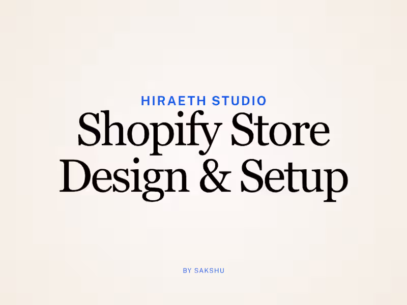 Cover image for Shopify Store Design & Setup