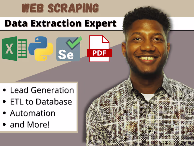 Cover image for Web Scraping: Automated Web and PDF Data Solutions 