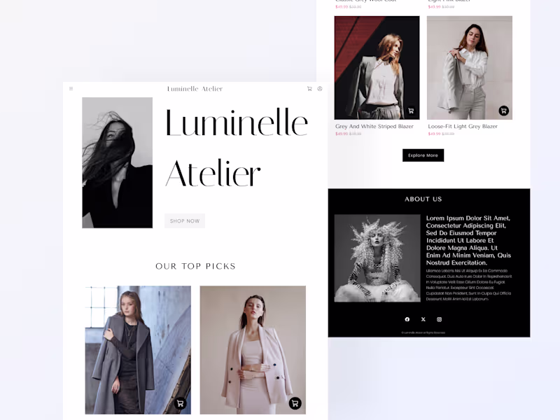 Cover image for Minimal Clean E-commerce Homepage UI for a Clothing Brand Wendy