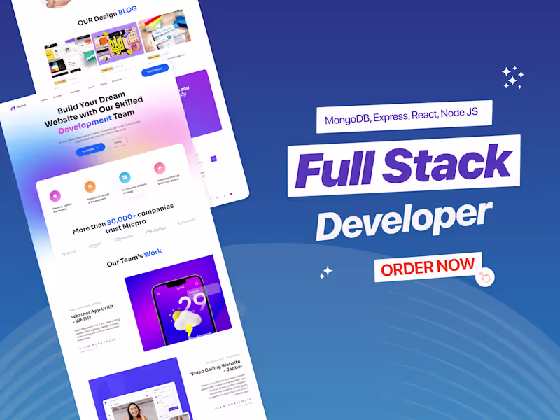 Cover image for I will be your MERN Full Stack Developer for you web application