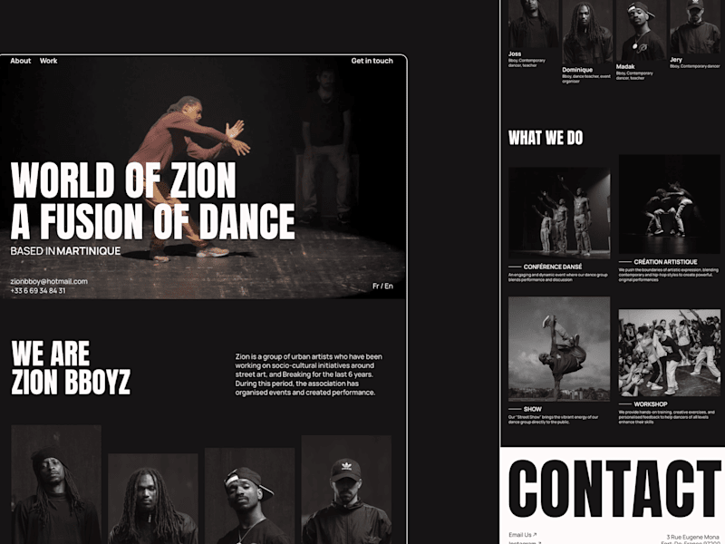 Cover image for Landing page for dance group - Zion 