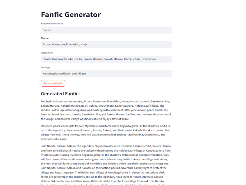 Cover image for Fanfic Story generator