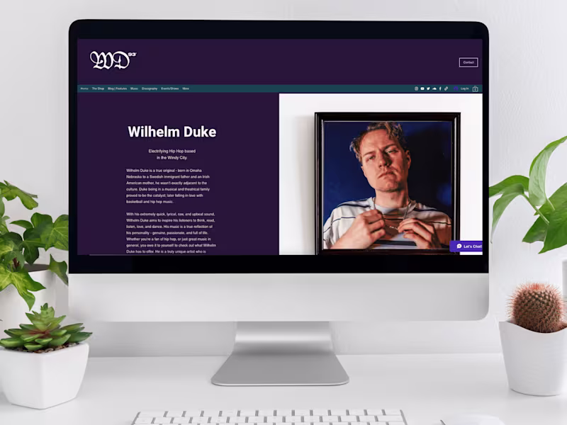 Cover image for Recording Artist: Wilhelm Duke | UI Website Design 