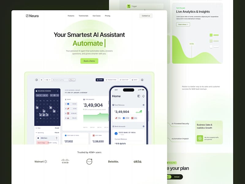 Cover image for Neura – AI Agent Landing Page Design | SaaS UI/UX