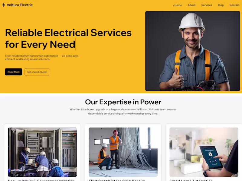 Cover image for Professional Electrician Services Website Built on Wix Studio