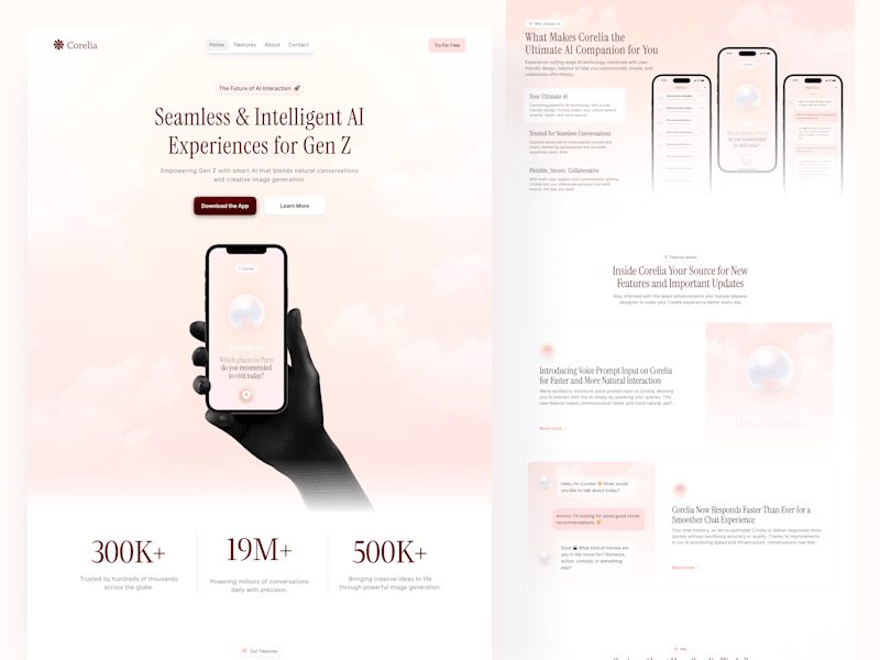 Cover image for Corelia - AI Chatbot Landing Page