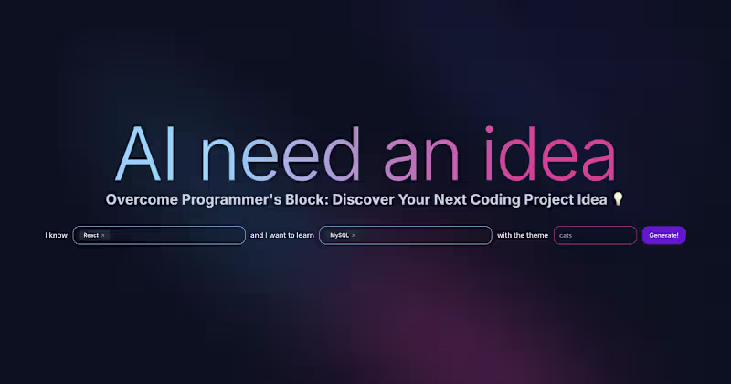 Cover image for Ai need an idea