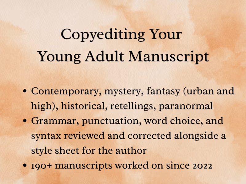 Cover image for Copy Editor for YA Manuscripts