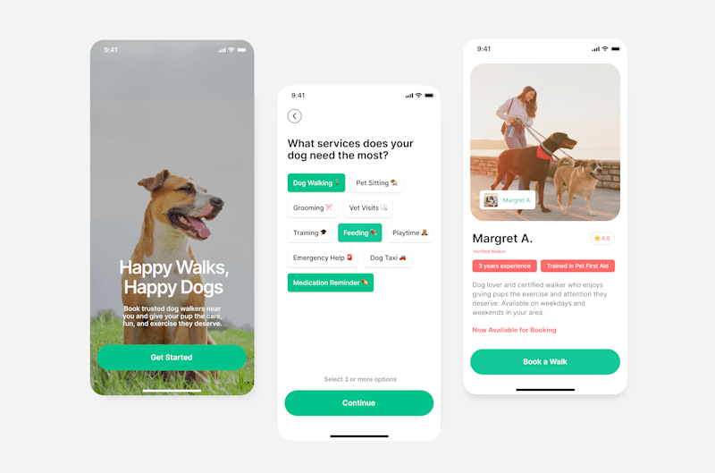 Cover image for Dog Walking App UI – Onboarding & User Flow