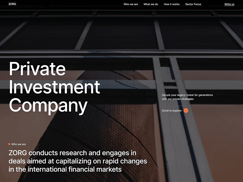 Cover image for Zorg – Investment Company
