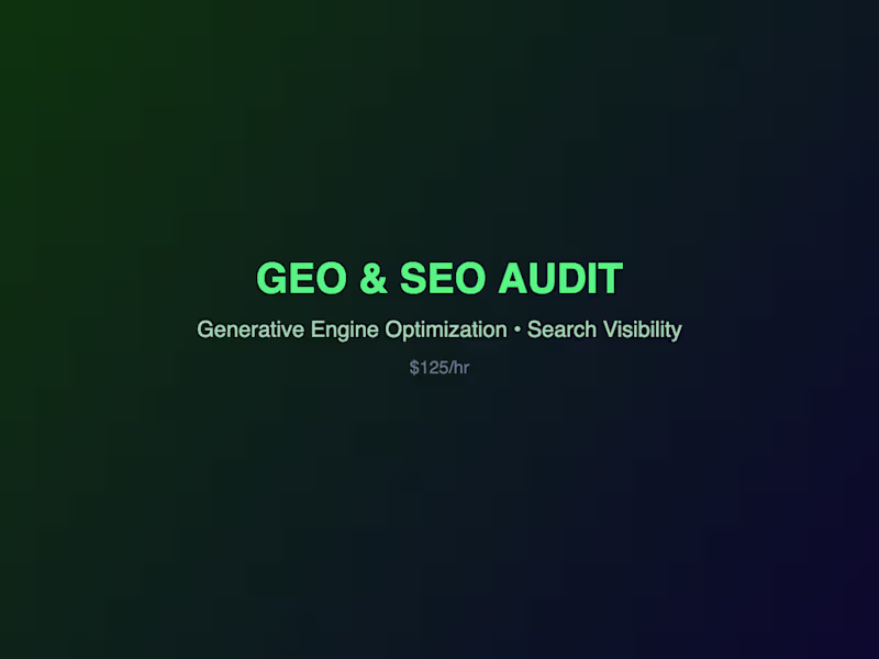 Cover image for I'll audit your site for GEO and SEO to boost AI visibility