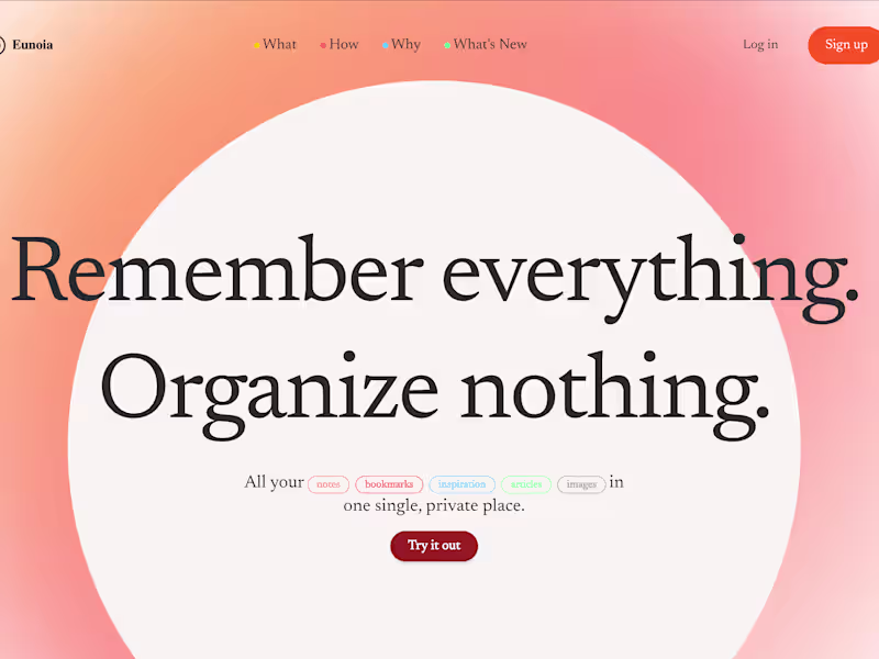 Cover image for Eunoia - mymind.com clone - Nextjs