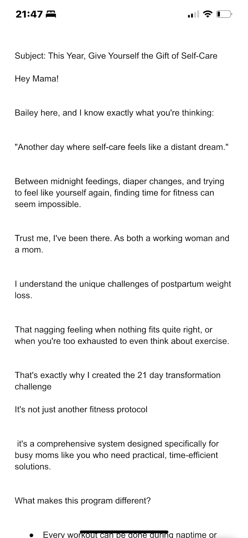 Cover image for Email Campaign for Postpartum Fitness Challenge