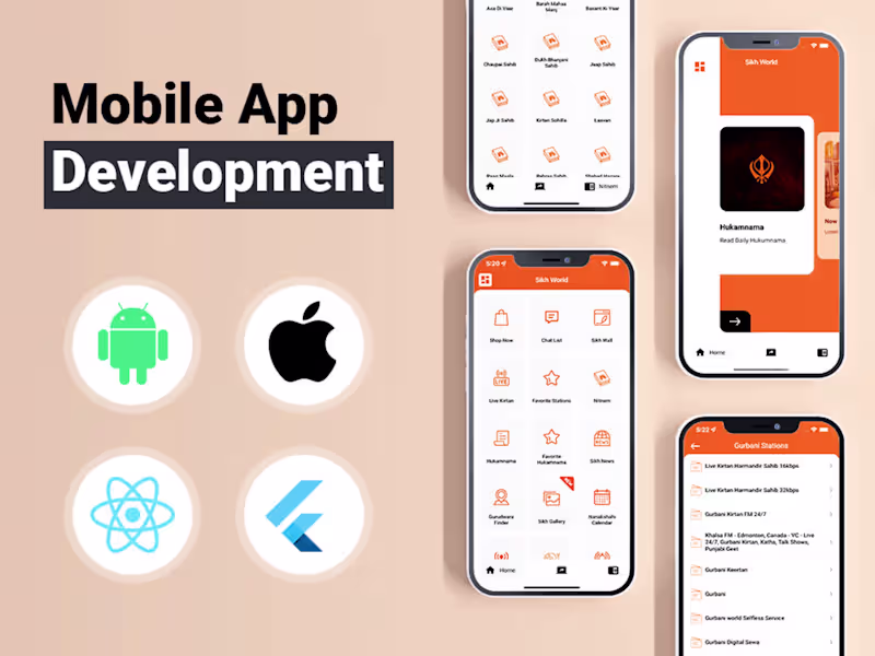 Cover image for Flutter, FlutterFlow, React Native, Koltin, Swift, Mobile App 