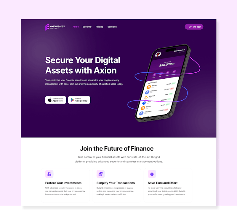 Cover image for Modern Crypto Finance Landing Page