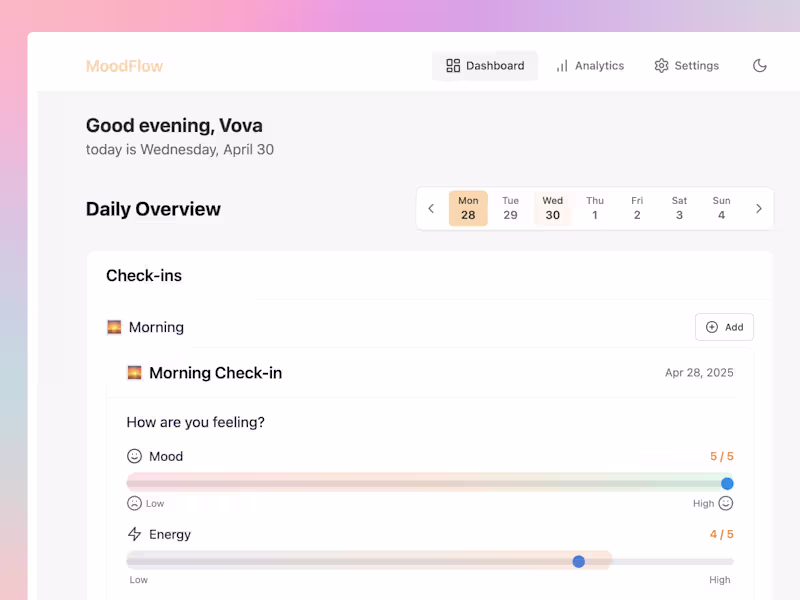 Cover image for MoodFlow app: Bolt.new prototype 