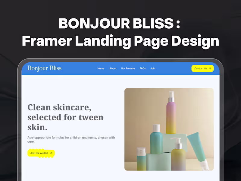 Cover image for Bonjour Bliss : Framer Landing Page Design