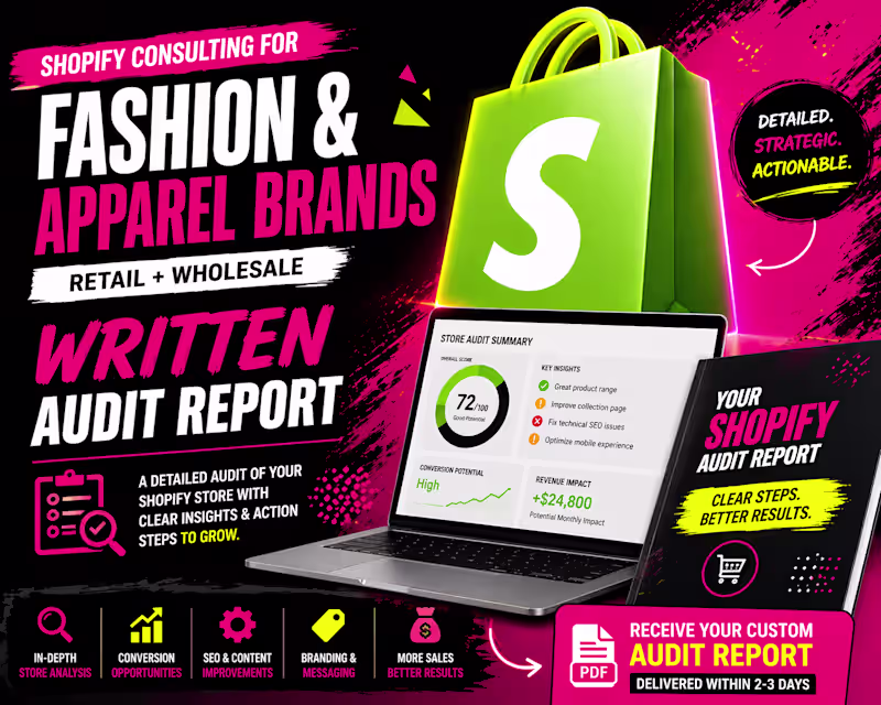 Cover image for Shopify Written Audit | Fashion Retail + Wholesale