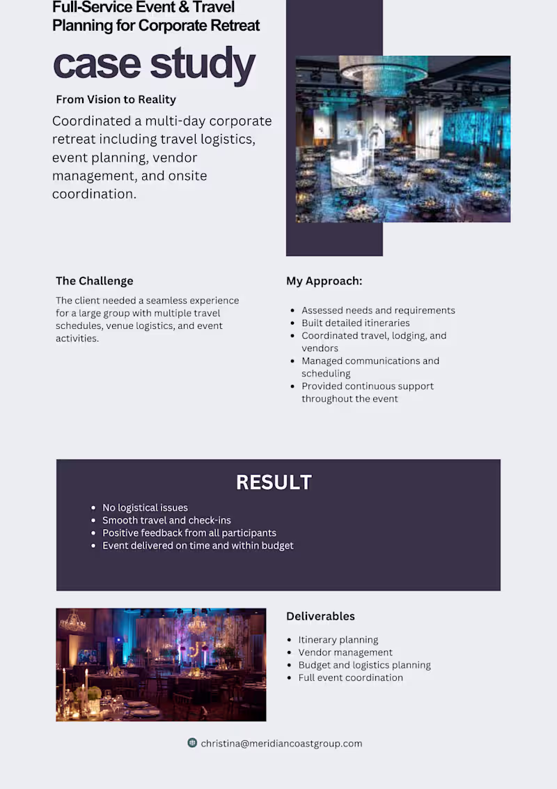 Cover image for Event & Travel Planning for Corporate Retreat