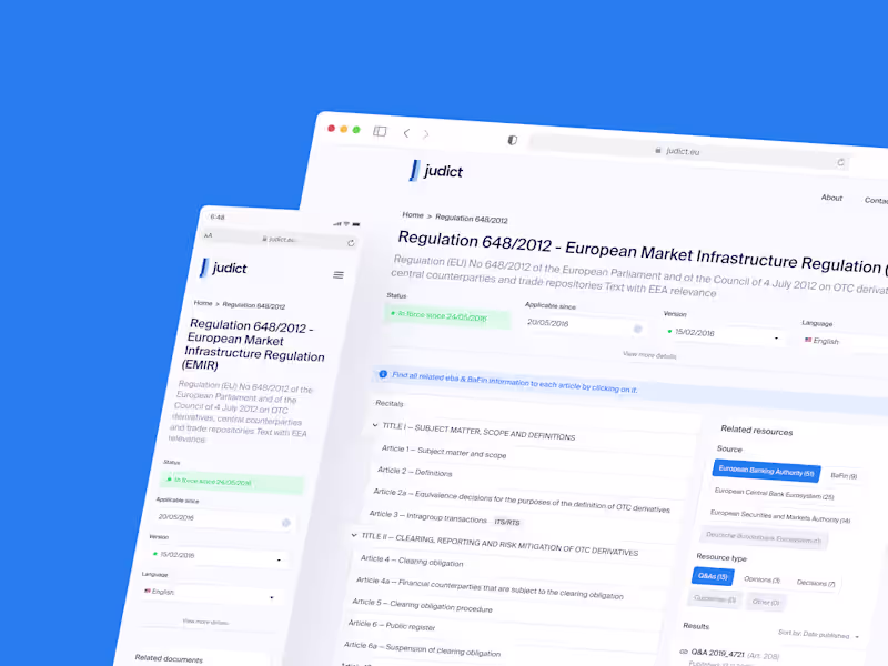 Cover image for Judict - European Banking Law Database