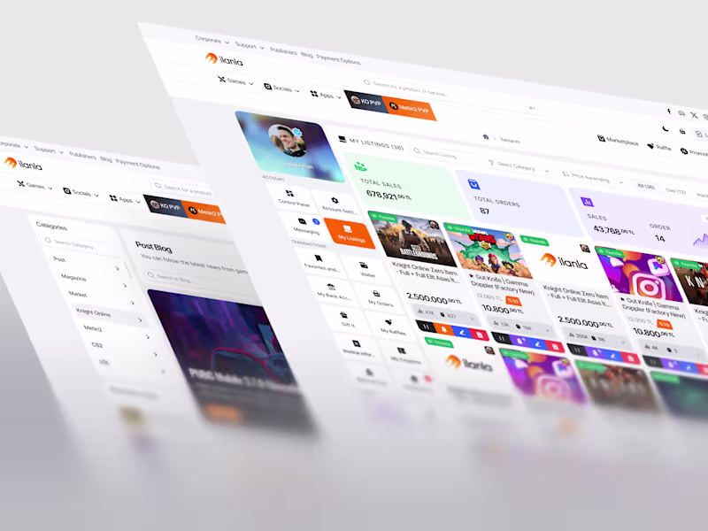 Cover image for Ilanla Gaming Marketplace UI/UX Design Project